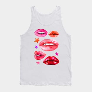 Watercolor lips and stars Tank Top